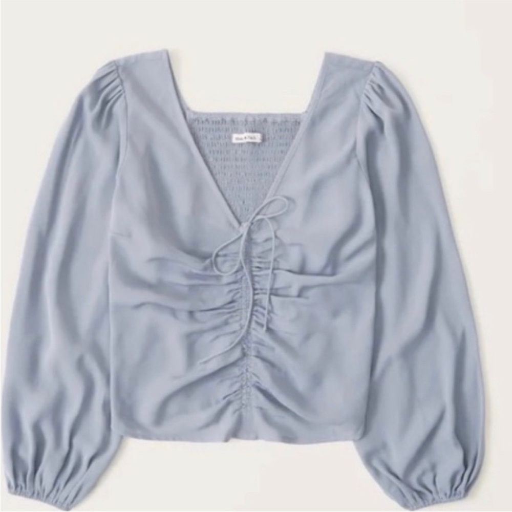 Abercrombie & Fitch Light Blue Ruched Blouse